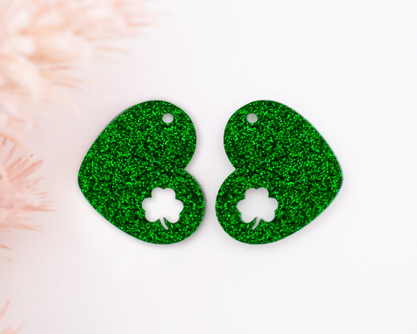 Glitter Heart Shamrock Earring Blanks