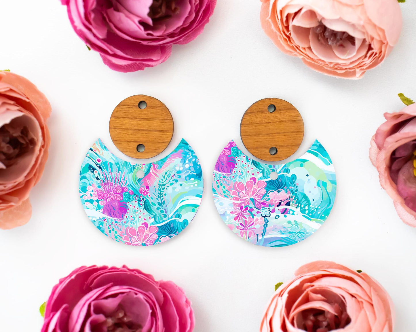 Ocean Circle Drop Earrings Blanks