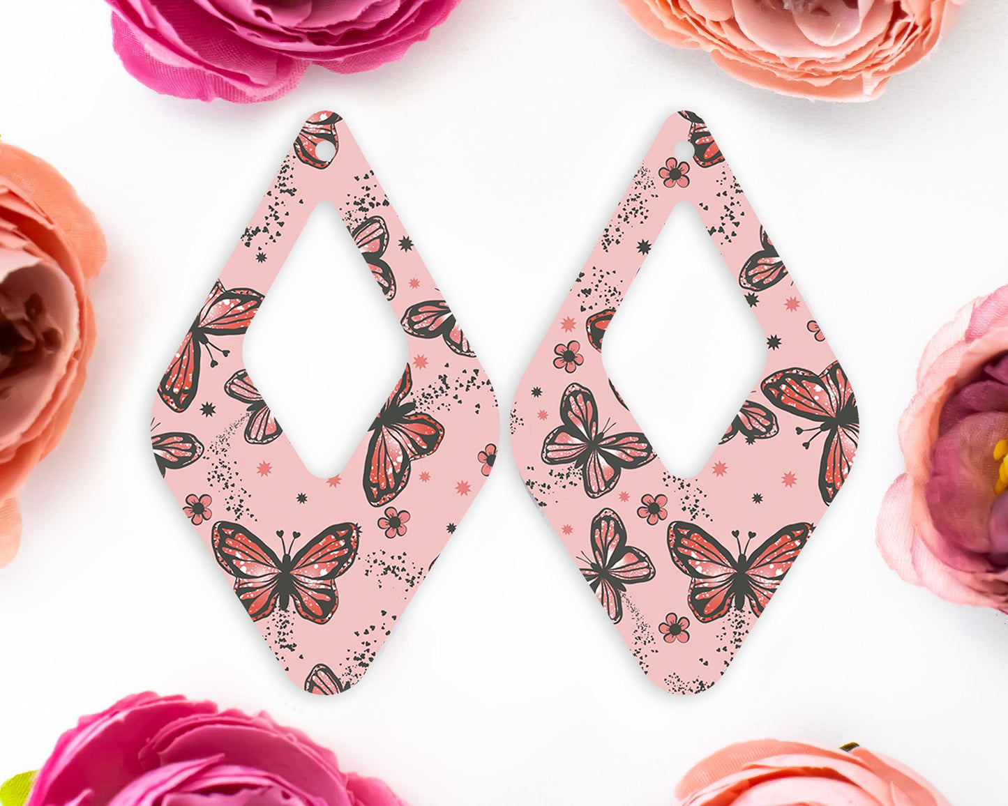 Butterfly Neutral Diamond Teardrop Earrings Blanks