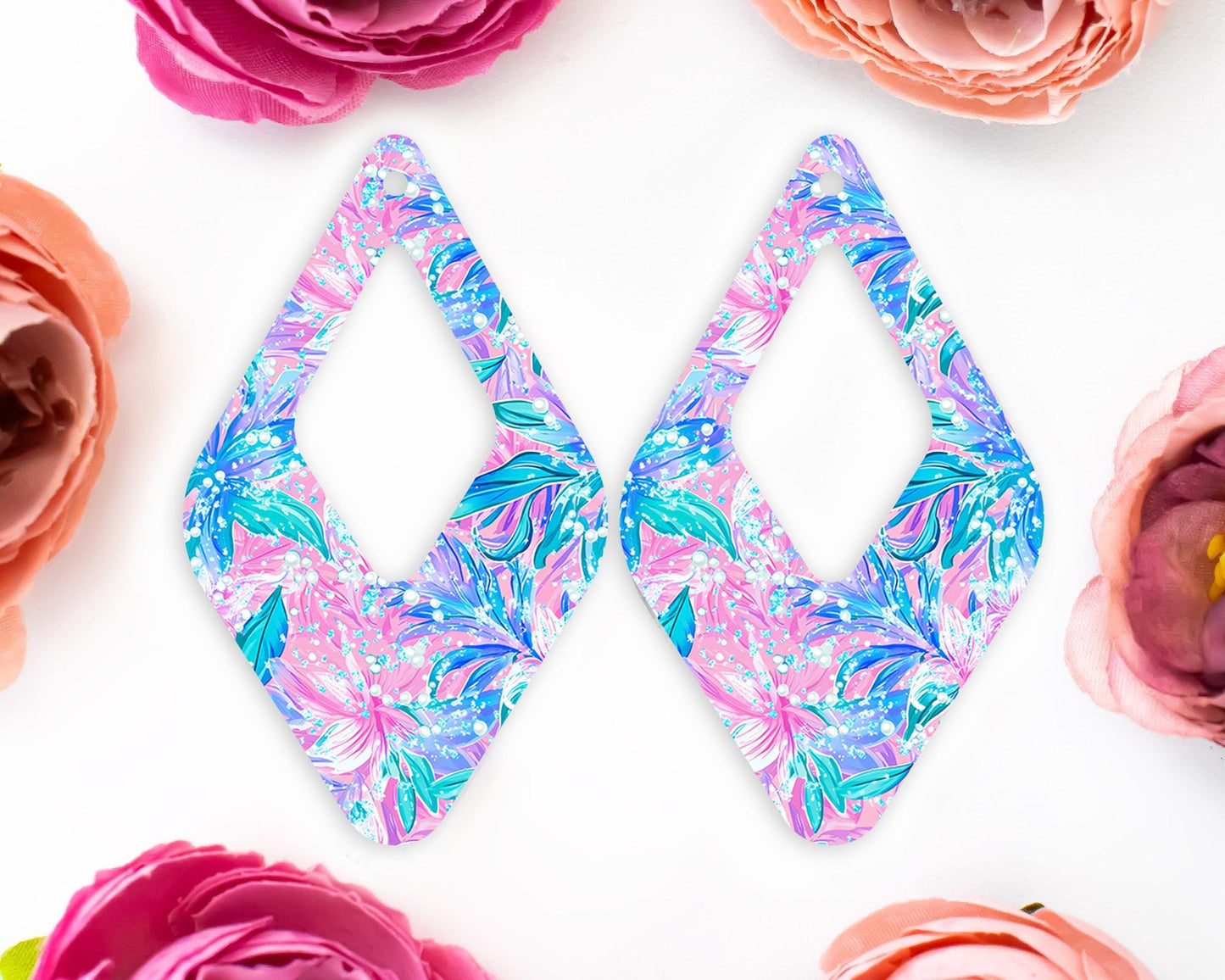 Pearls & Flowers Teardrop Earrings Blanks
