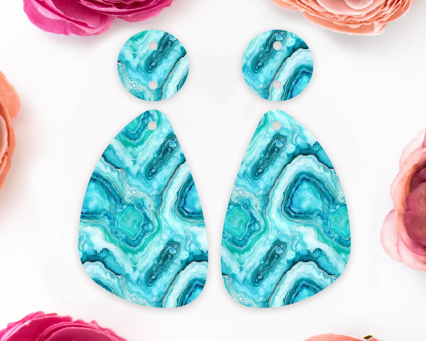 Turquoise Geode Teardrop Earrings Blanks