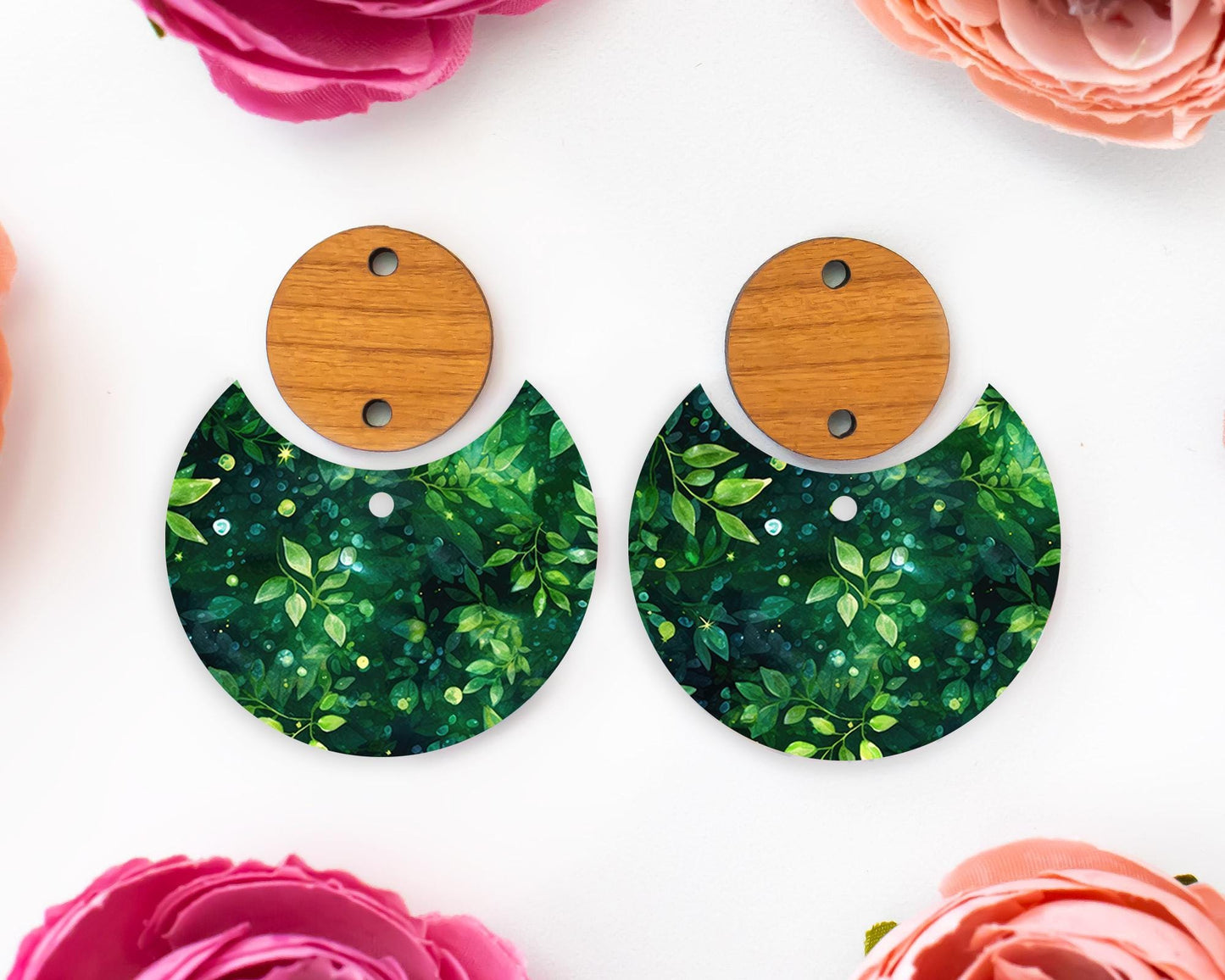 Leaves Circle Drop Earrings Blanks