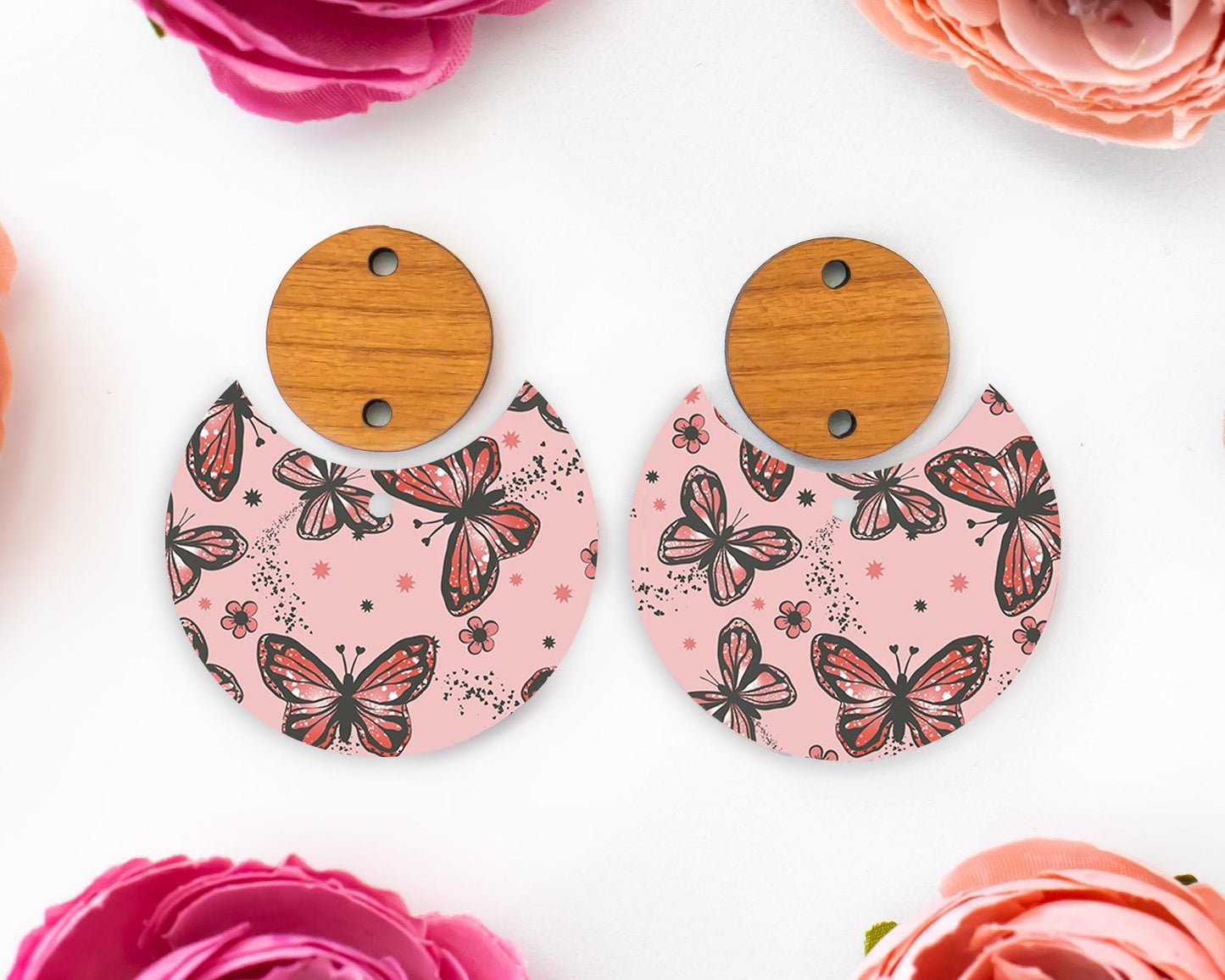 Boho Butterfly Circle Drop Earrings Blanks