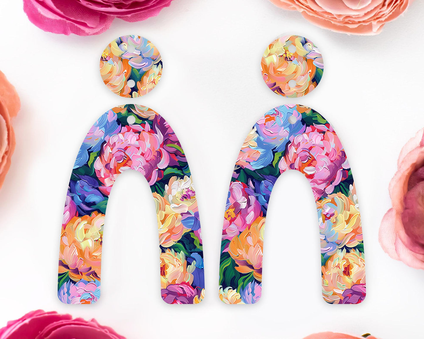 Floral Brushstroke Arch Earrings Blanks