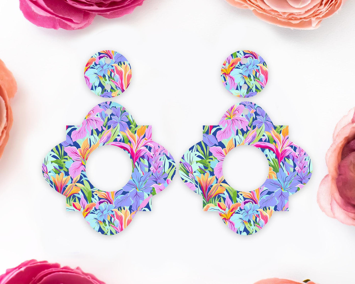 Geometric Lilies Earrings Blanks