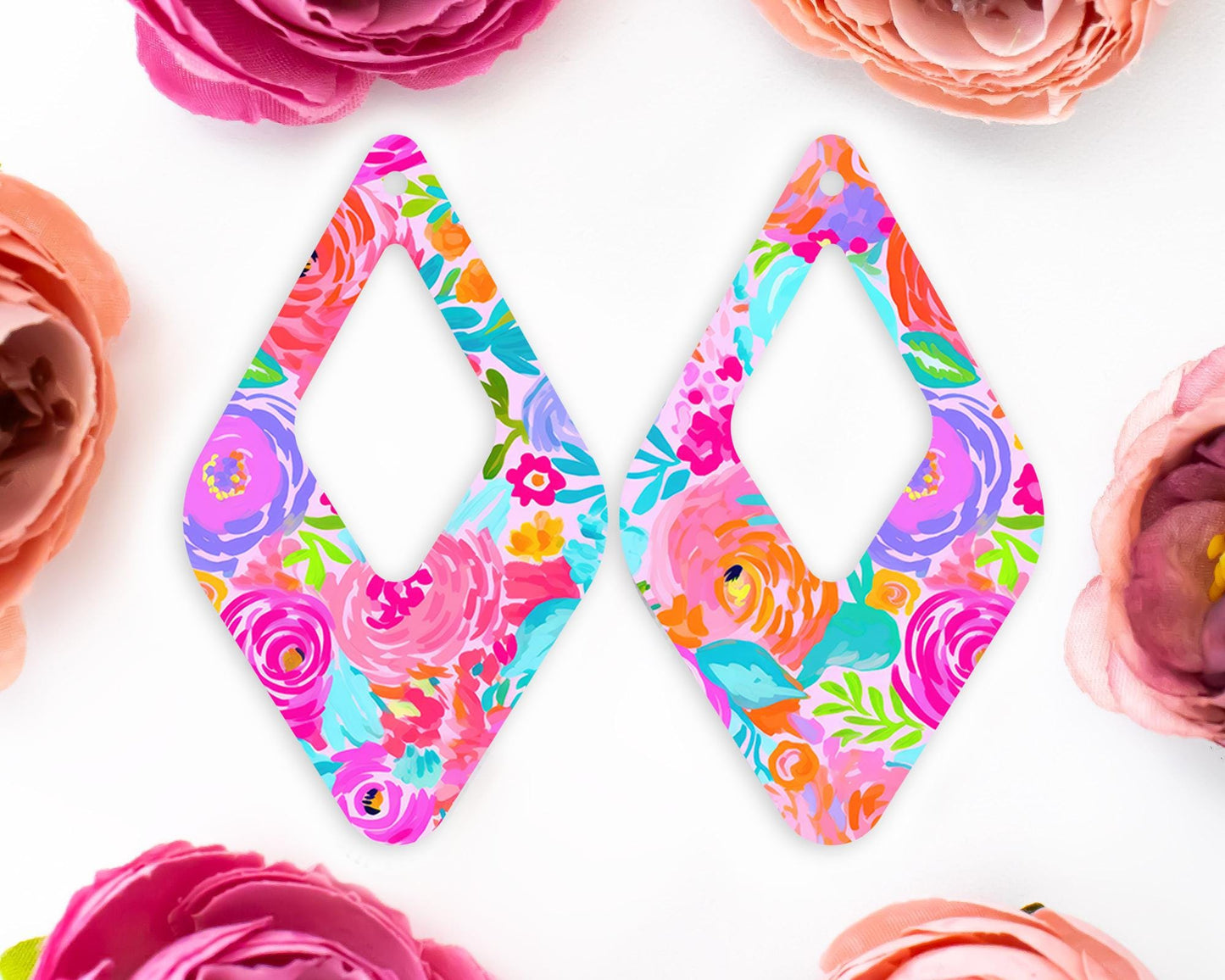 Preppy Flowers Teardrop Earrings Blanks