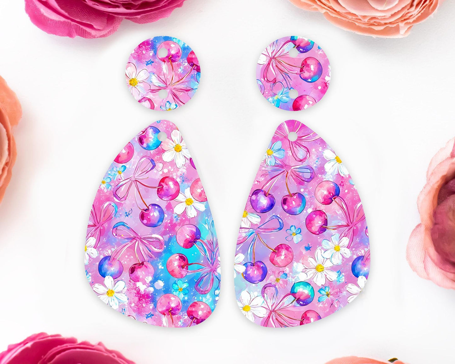 Cherries Teardrop Earrings Blanks