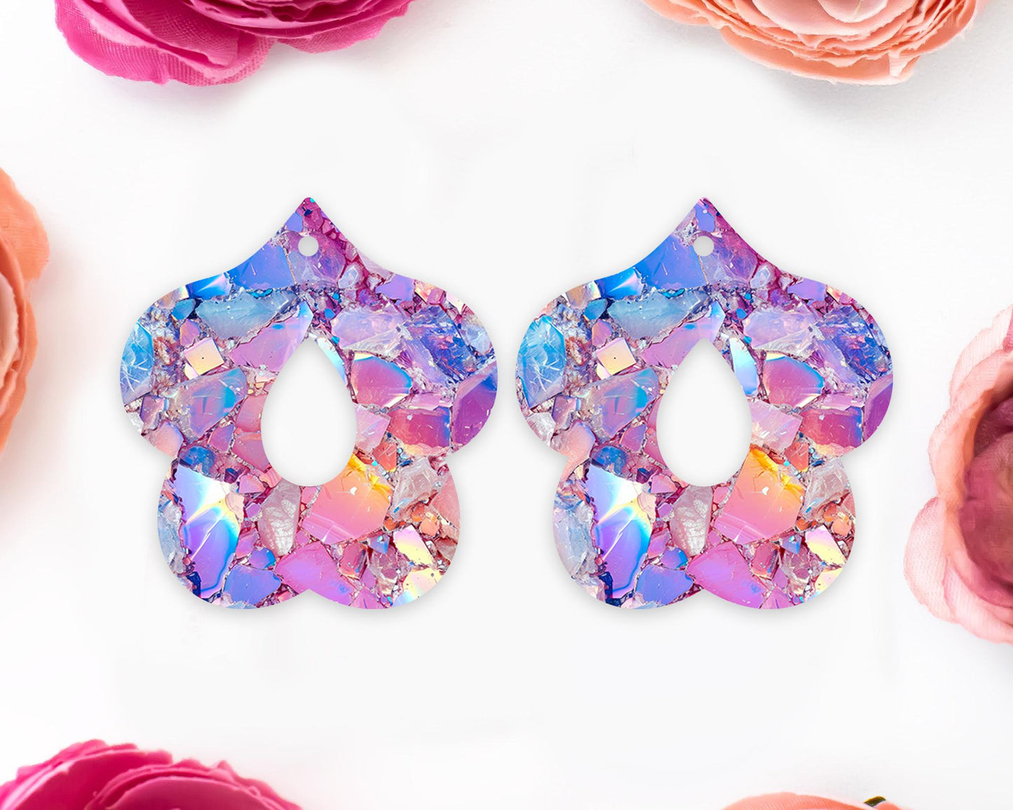 Pastel Geode Petal Teardrop Earrings Blanks