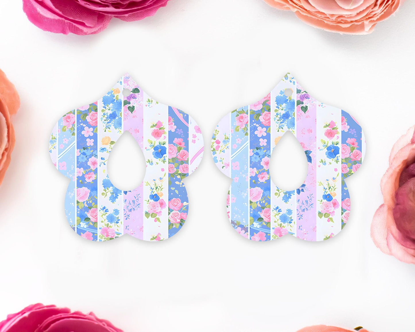Grandmillennial Flowers Petal Teardrop Earrings Blanks