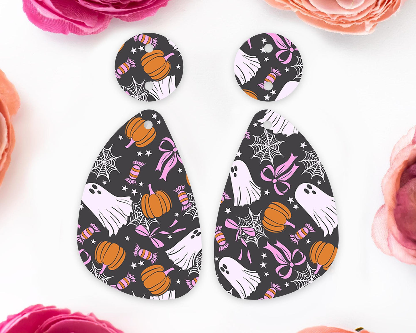 Ghost Bows Halloween Teardrop Earring Blanks