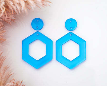 Transparent Blue Hexagon Earring Blanks