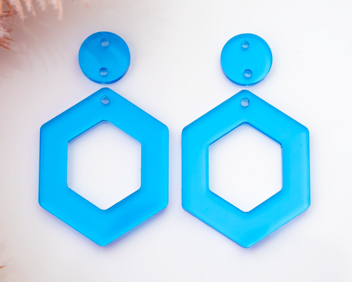 Transparent Blue Hexagon Earring Blanks