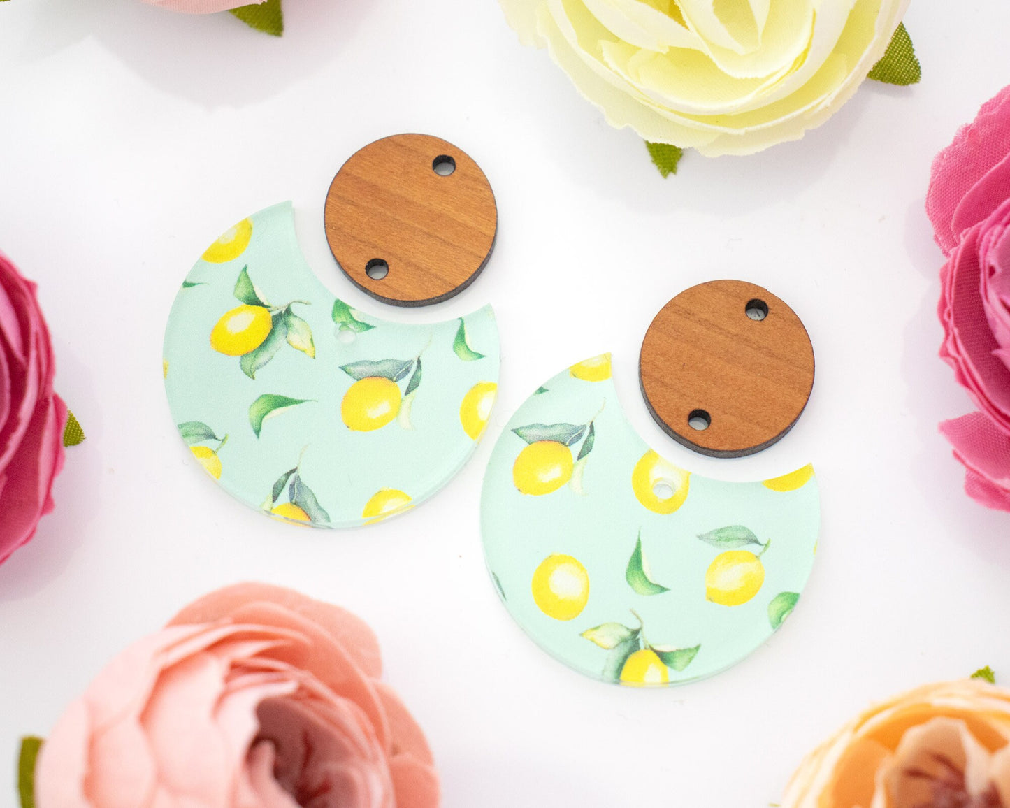 Lemon Circle Drop Earrings Blanks