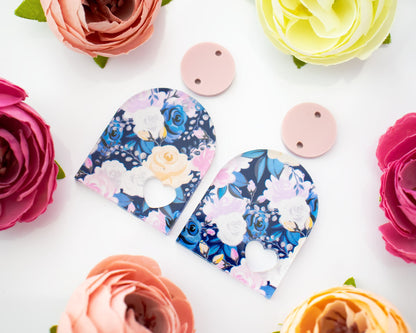 Blue Floral Arch Earrings Blanks