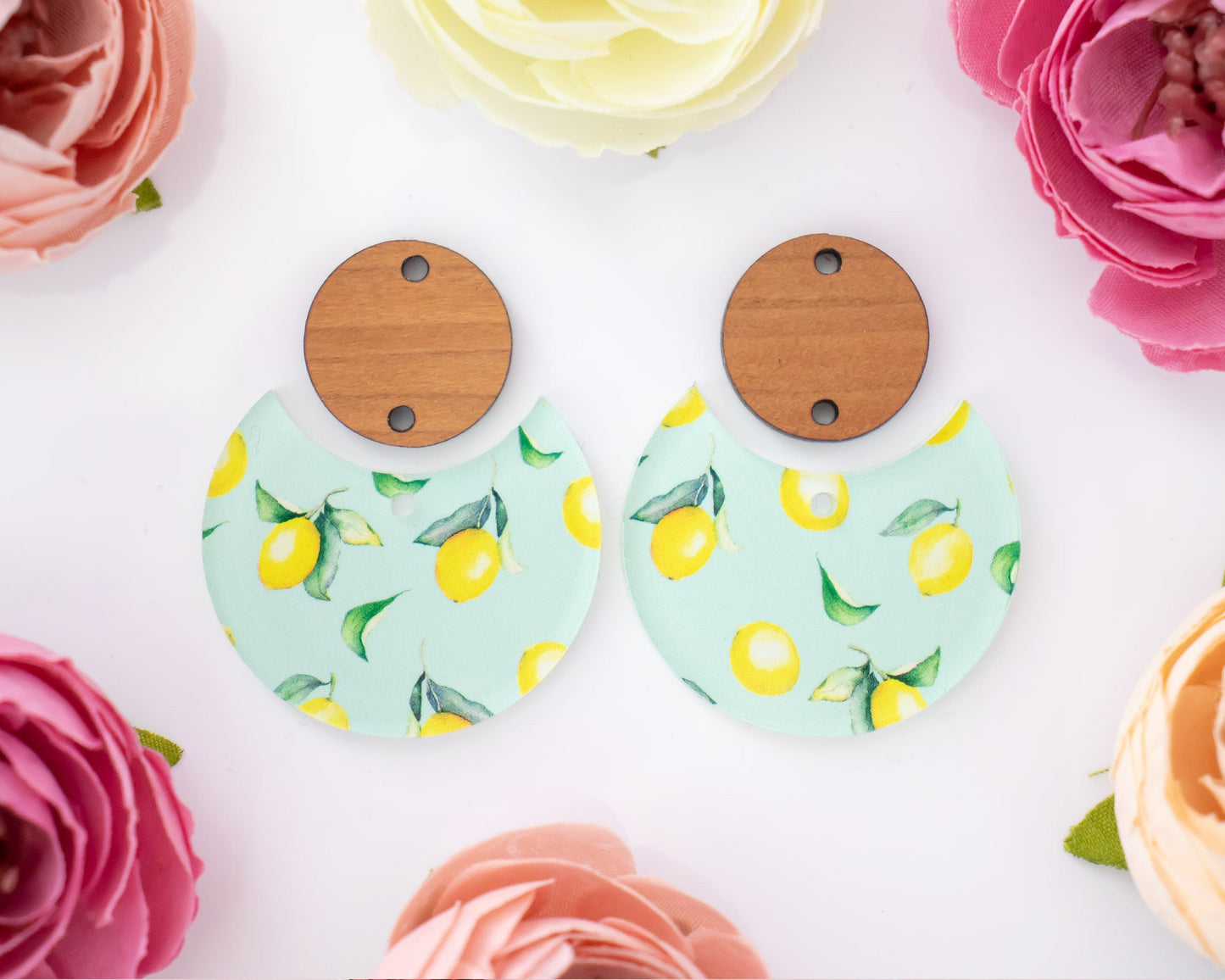 Lemon Circle Drop Earrings Blanks
