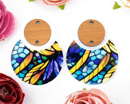 Stained Glas Circle Drop Earrings Blanks