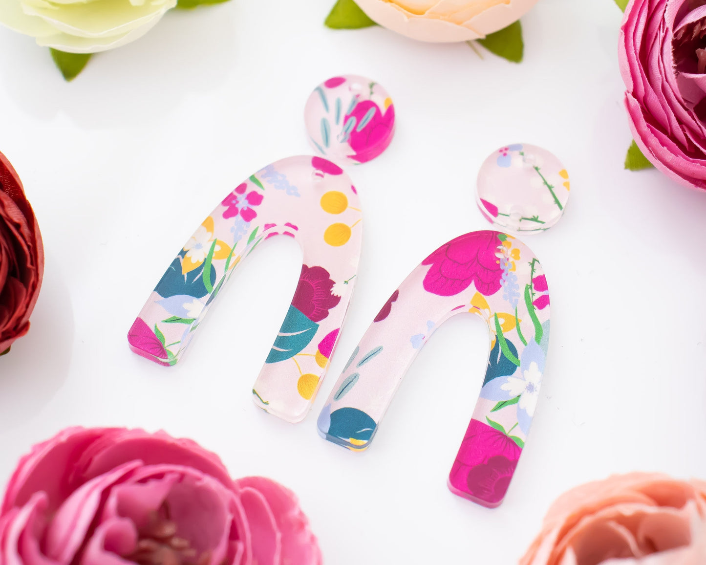 Pink Floral Arch Earrings Blanks