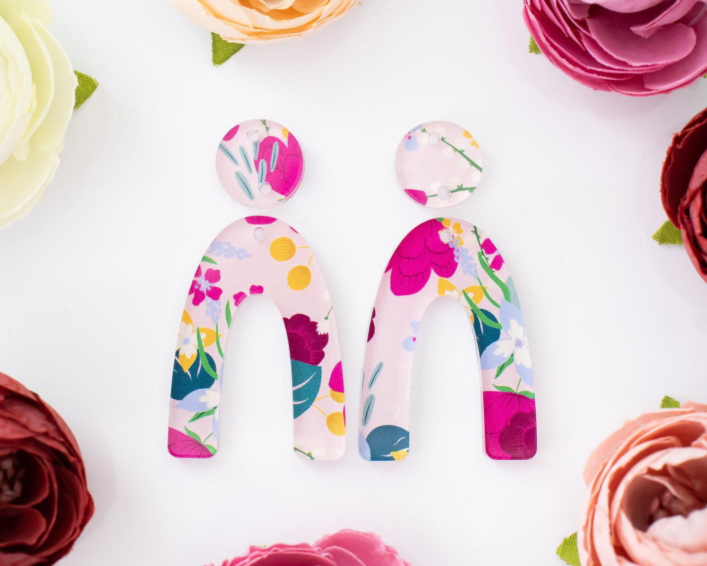 Pink Floral Arch Earrings Blanks