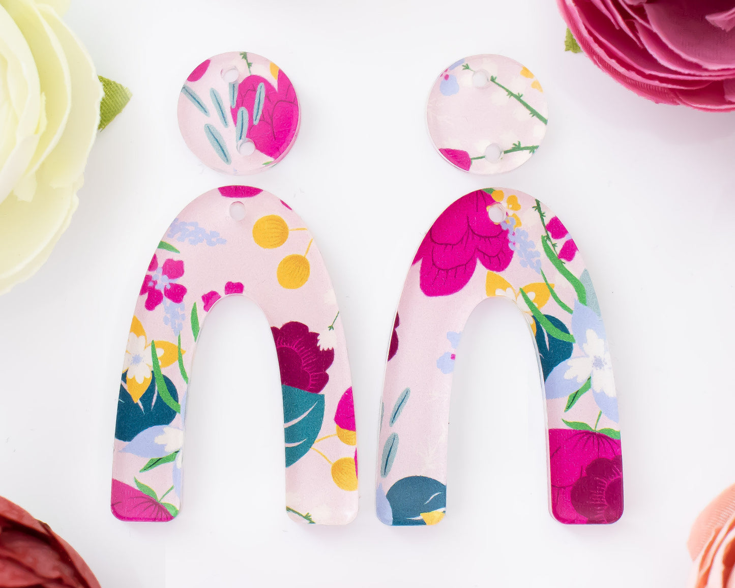 Pink Floral Arch Earrings Blanks