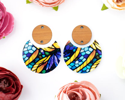 Stained Glas Circle Drop Earrings Blanks