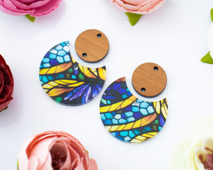 Stained Glas Circle Drop Earrings Blanks
