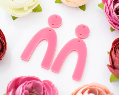 Bright Pink Arch Acrylic Earrings Blanks