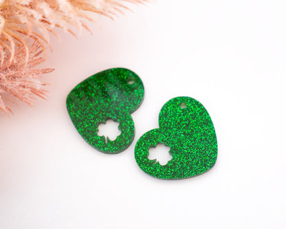 Glitter Heart Shamrock Earring Blanks