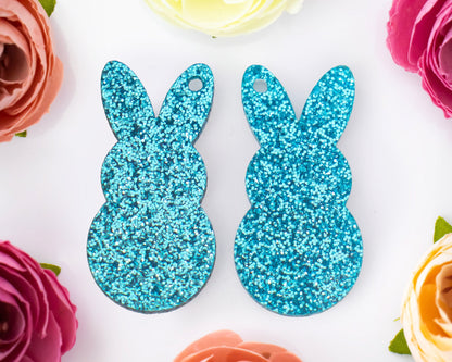 Blue Glitter Easter Bunny Earring Blanks