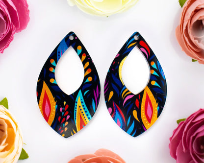 Peacock Feathers Teardrop Earrings Blanks