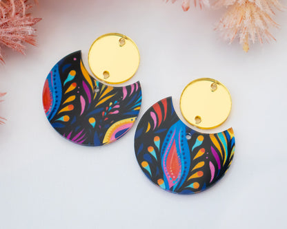 Peacock Feathers Circle Drop Earrings Blanks