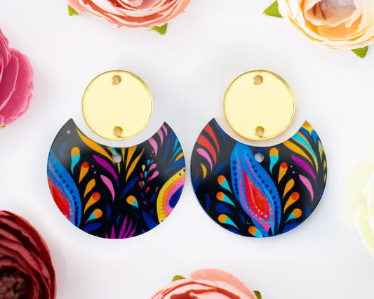 Peacock Feathers Circle Drop Earrings Blanks