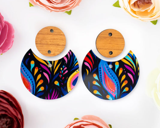 Peacock Feathers Circle Drop Earrings Blanks
