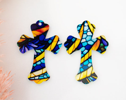 Stained Glass Cross Earring Blanks