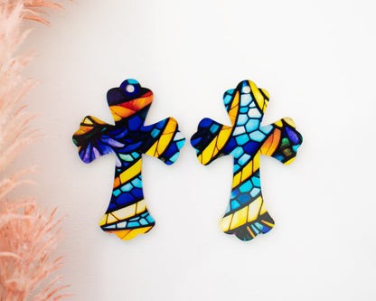 Stained Glass Cross Earring Blanks