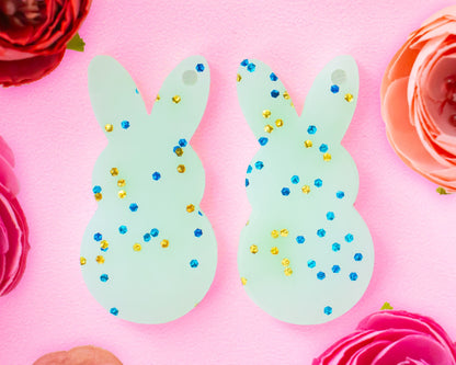 Pastel Mint Glitter Easter Bunny Earring Blanks