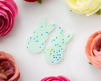 Pastel Mint Glitter Easter Bunny Earring Blanks