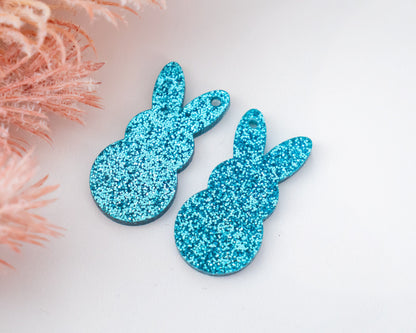 Blue Glitter Easter Bunny Earring Blanks