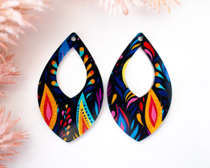 Peacock Feathers Teardrop Earrings Blanks