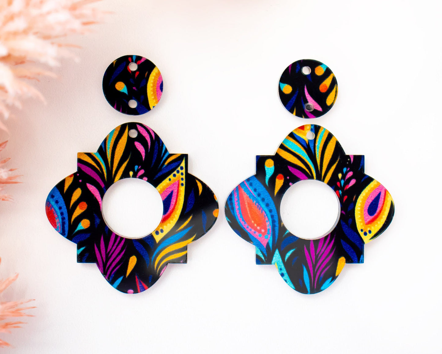 Peacock Feather Geometric Earrings Blanks