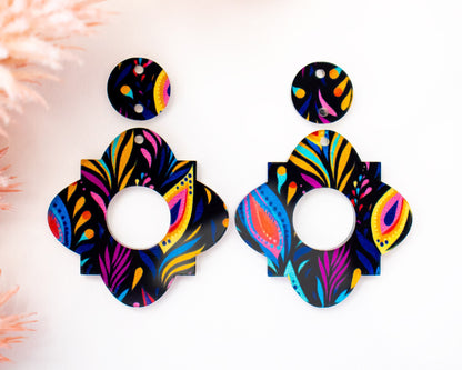 Peacock Feather Geometric Earrings Blanks