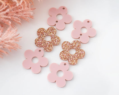 Stacked Pastel Pink Glitter Flower Earring Blanks