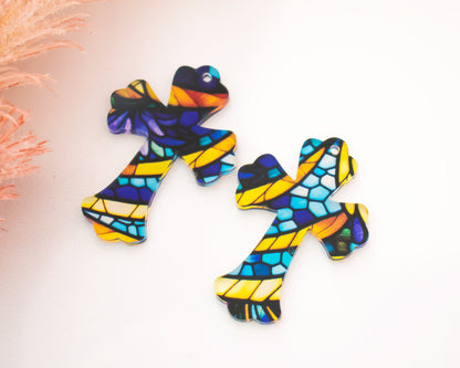 Stained Glass Cross Earring Blanks