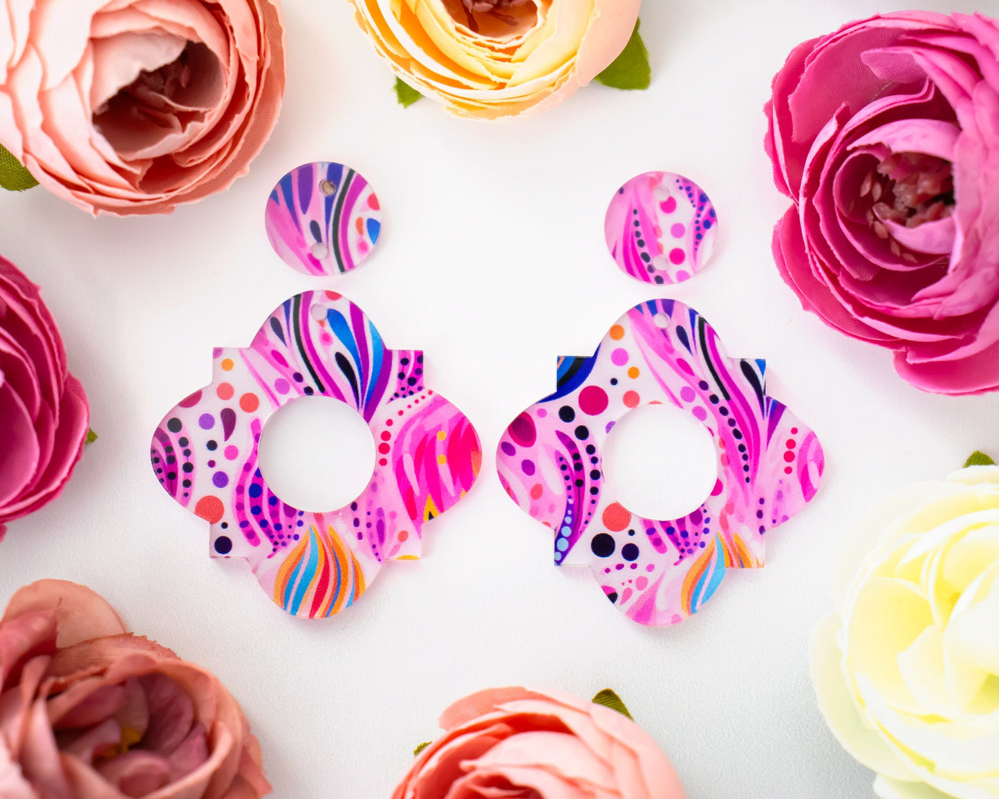 Abstract Floral Geometric Earrings Blanks