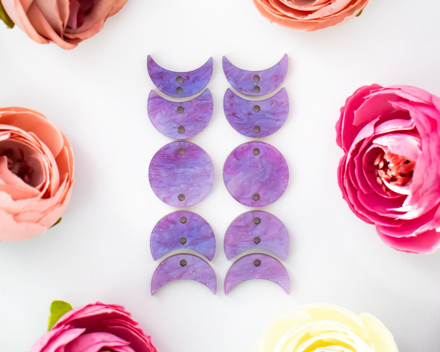 Purple Marble Moon Phases Earring Blanks