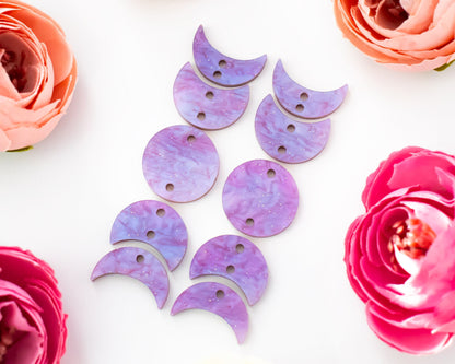 Purple Marble Moon Phases Earring Blanks