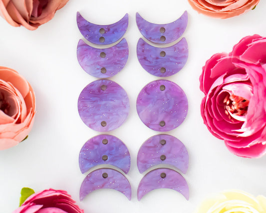Purple Marble Moon Phases Earring Blanks