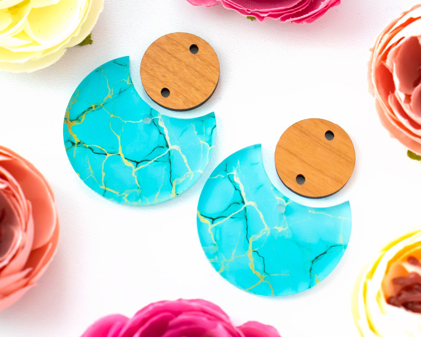 Turquoise Circle Drop Earrings Blanks