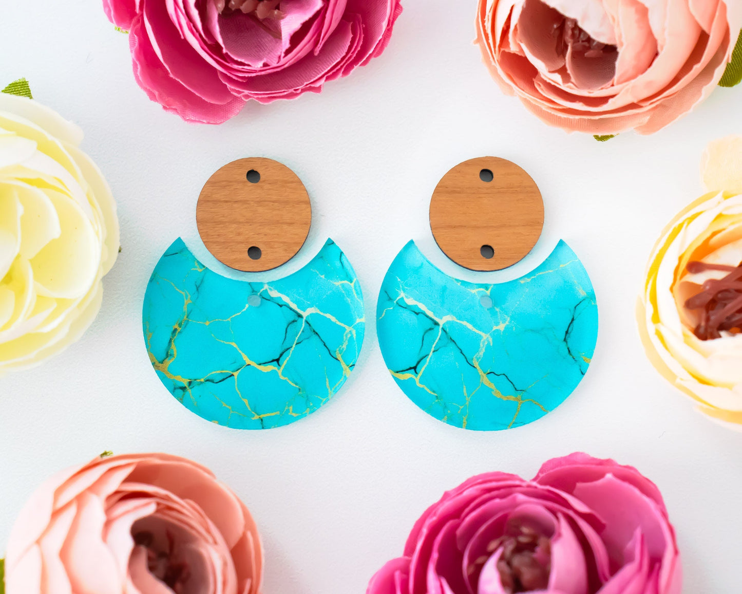 Turquoise Circle Drop Earrings Blanks