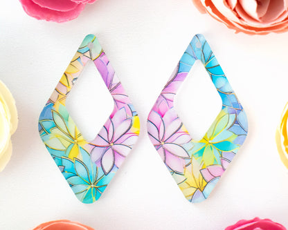 Pastel Flower Teardrop Earrings Blanks