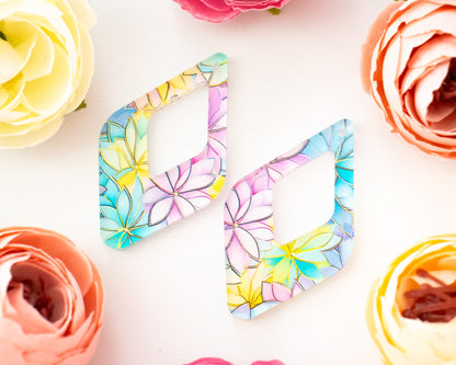 Pastel Flower Teardrop Earrings Blanks